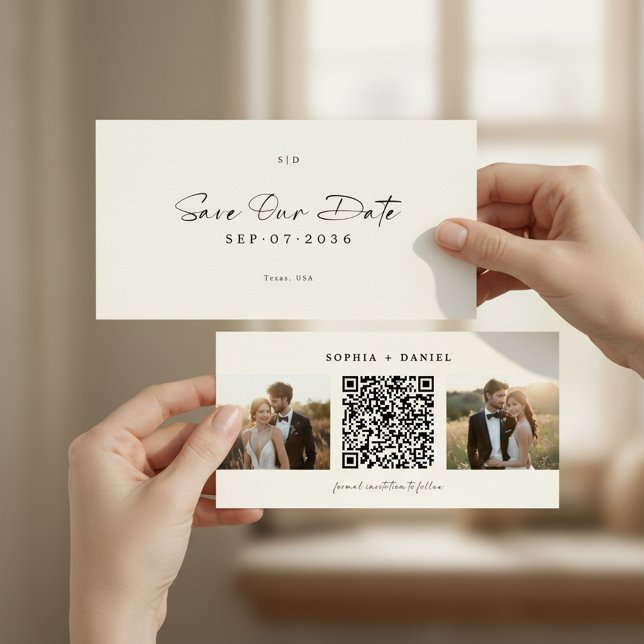 Moderne Lesezeichen-QR-Code 2 Foto Save-the-Date Save The Date (Von Creator hochgeladen)