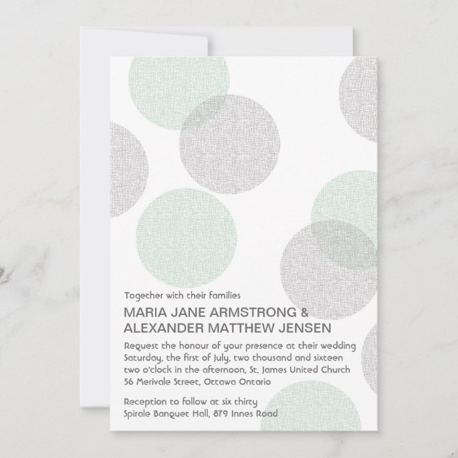 Moderne Letterpress Style Circle Wedding Einladung (Vorderseite)