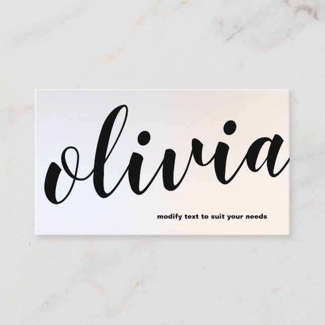 Moderne, leuchtend silberne, kalligraphische Schri Visitenkarte (Vorderseite)