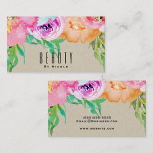 Moderne leuchtende Florale braune Kraft Glam Landh Visitenkarte