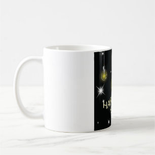 Moderne leuchtende Glühbirnen Frohes Neues Jahr Kaffeetasse