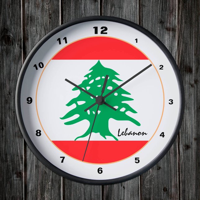 Moderne libanesische Flagge, Libanon Zuhause / Des Runde Wanduhr (Von Creator hochgeladen)