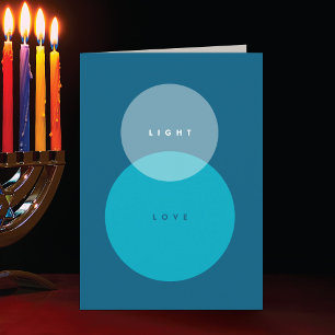 Moderne Licht & Liebe Blaue & Türkise Gefaltete Ha Feiertagskarte