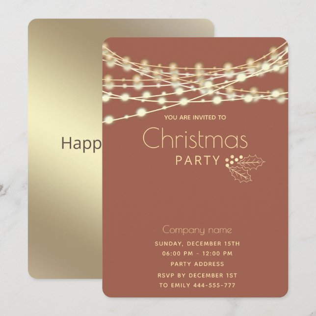 Moderne Lichter für Weihnachtsfeiertage im Unterne Einladung (Vorne/Hinten)