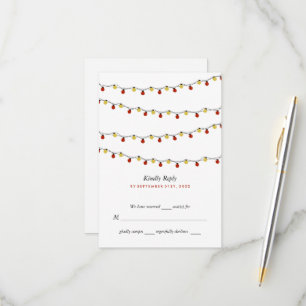 Moderne Lichterketten, rote und goldene Hochzeit RSVP Karte