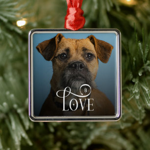 Moderne Liebe Benutzerdefinierte Boxer-Hunde-Fotos Ornament Aus Metall