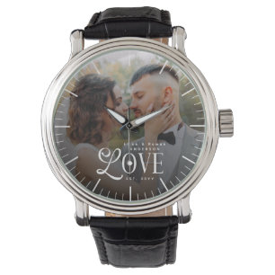 Moderne Liebe Benutzerdefinierter Name Jahr Paare Armbanduhr