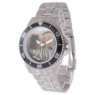Moderne Liebe Benutzerdefiniertes Hochzeitsfoto Pa Armbanduhr