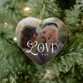 Moderne Liebe Benutzerdefiniertes Hochzeitsfoto Pa Keramik Ornament