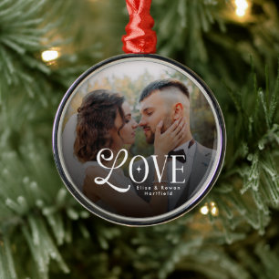 Moderne Liebe Benutzerdefiniertes Hochzeitsfoto Pa Ornament Aus Metall