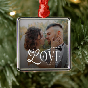 Moderne Liebe Benutzerdefiniertes Hochzeitsfoto Pa Ornament Aus Metall