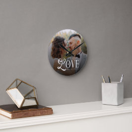 Moderne Liebe Benutzerdefiniertes Hochzeitsfoto Pa Runde Wanduhr