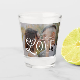 Moderne Liebe Benutzerdefiniertes Hochzeitsfoto Pa Schnapsglas