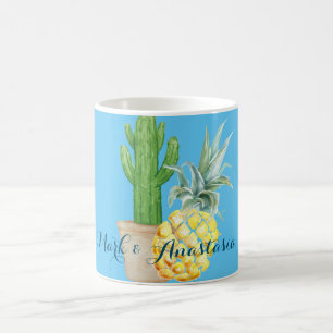 Moderne Liebe Blaue Ananas und Kakteen Kakteen Kak Kaffeetasse