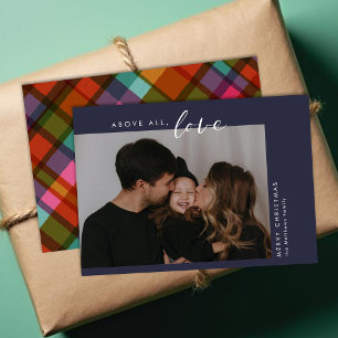 Moderne Liebe Custom Color Kariertes Foto Weihnach Feiertagskarte