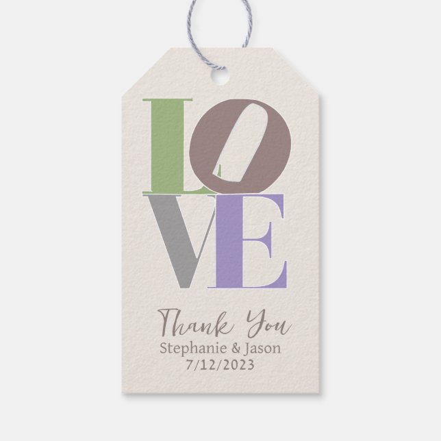 Moderne Liebe Custom Wedding Gefallen Geschenkanhänger (Rückseite)