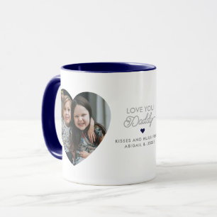 Moderne "Liebe Daddy/Vati" 2 herzförmige Fotos Tasse