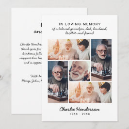Moderne Liebe & Dank 5-Foto-Beerdigung/Bereavement Dankeskarte