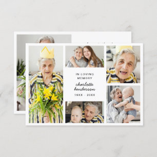 Moderne Liebe & dank 6-Foto-Beileid Dankeskarte