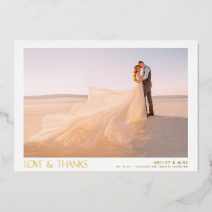 Moderne Liebe & Danke 2 Foto Wedding Vielen Dank Folieneinladung