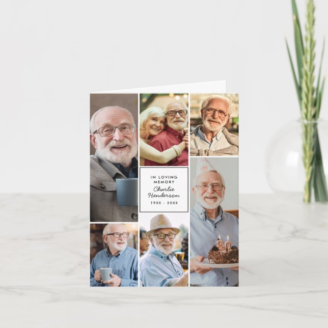Moderne Liebe & Danke 8-Foto Trauer Beileid (Vorderseite)