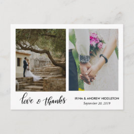 Moderne Liebe & Dankeschön-Skript Zwei Hochzeiten Postkarte