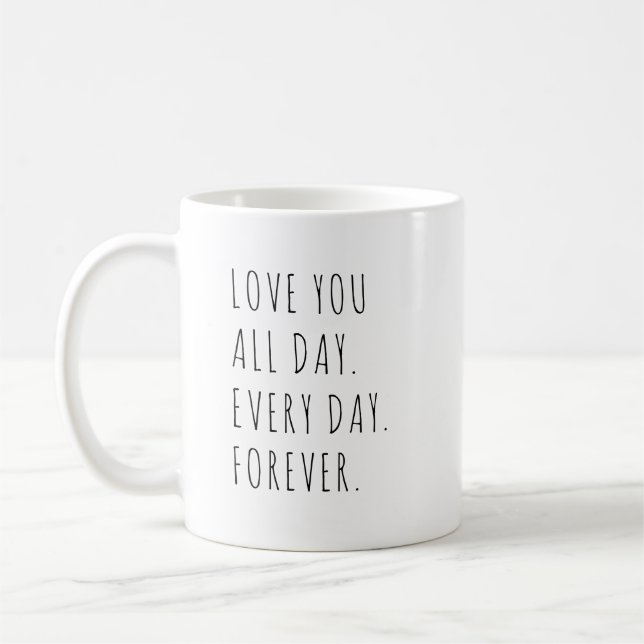 Moderne Liebe, die Sie handgeschriebenen Text hand Kaffeetasse (Links)