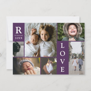 Moderne Liebe Dunkelviolette Block-Familienfoto-Co Feiertagskarte