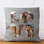 Moderne LIEBE Foto Collage Cutout Valentinstag Kissen<br><div class="desc">JEDEN TAG LIEBE ICH IHNEN MEHR. Großartiges Geschenk für den Valentinstag,  die Anniversaries oder für Neugeborene: Dieses moderne Collage Kissen aus Foto lässt sich leicht mit Ihren 4 Lieblings-Fotos in der minimalistischen LIEBE ausblenden Typografie-Design anpassen. Das ist die rustikale Version der Bauernwäsche.</div>