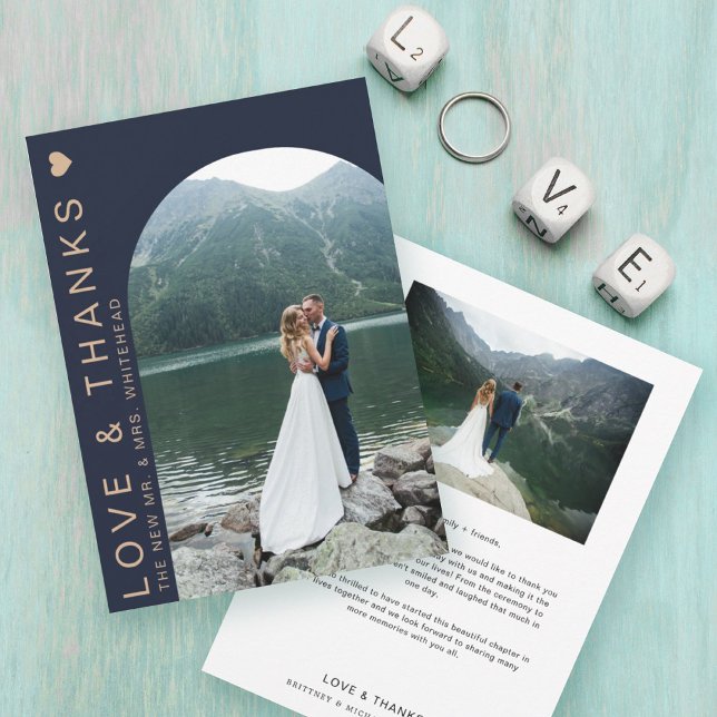 Moderne Liebe Foto Collage Navy Blue Dankeskarte (Von Creator hochgeladen)