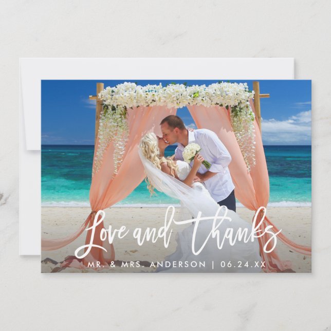 Moderne Liebe für Pinselskripte und Dank für Hochz Dankeskarte (Vorderseite)