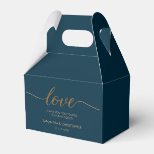 Moderne Liebe Gold Script Navy Blue Wedding Geschenkschachtel