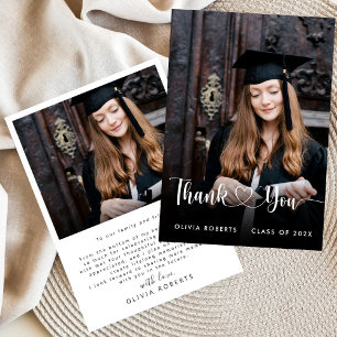 Moderne Liebe Heart Script Class of 2024 Abschluss Dankeskarte