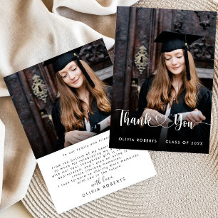 Moderne Liebe Heart Script Class of 2024 Abschluss Dankeskarte
