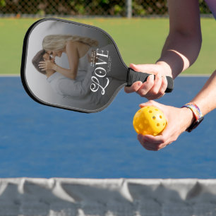 Moderne Liebe Herr und Frau Hochzeit 2 Fotos Paare Pickleball Schläger