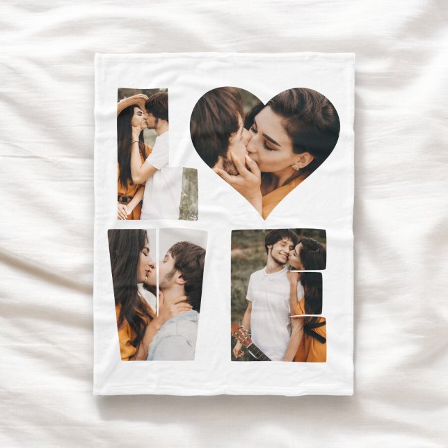 Moderne LIEBE Herz Foto Instagram Valentinstag Fleecedecke (Von Creator hochgeladen)