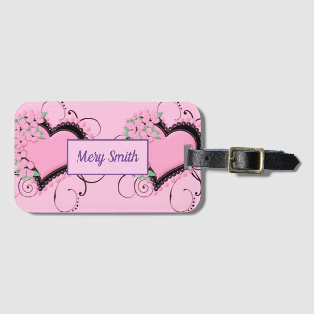 Moderne Liebe Ihr Name Gepäckanhänger (Vorderseite (Horizontal))