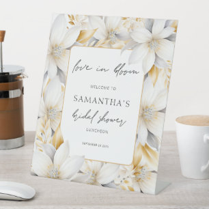Moderne Liebe im blühenden Brautparty Willkommen Sockelschild