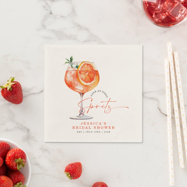 Moderne Liebe im ersten Spritz-Brautparty Serviette (Beispiel)