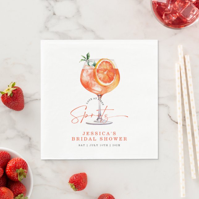 Moderne Liebe im ersten Spritz-Brautparty Serviette (Beispiel)