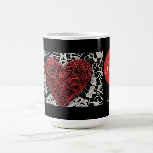Moderne Liebe in Rot und Schwarz Kaffeetasse (Mittel)