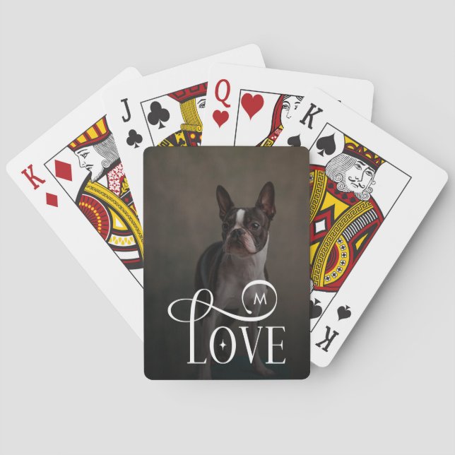 Moderne Liebe Individuelle Hund Haustiere Foto Mon Spielkarten (Rückseite)