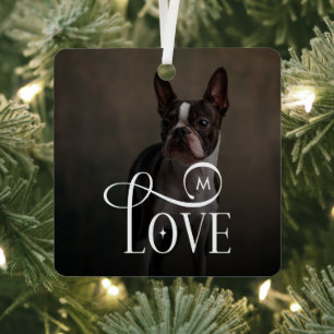 Moderne Liebe Individuelle Hunde-Fotos mit Monogra Ornament Aus Metall
