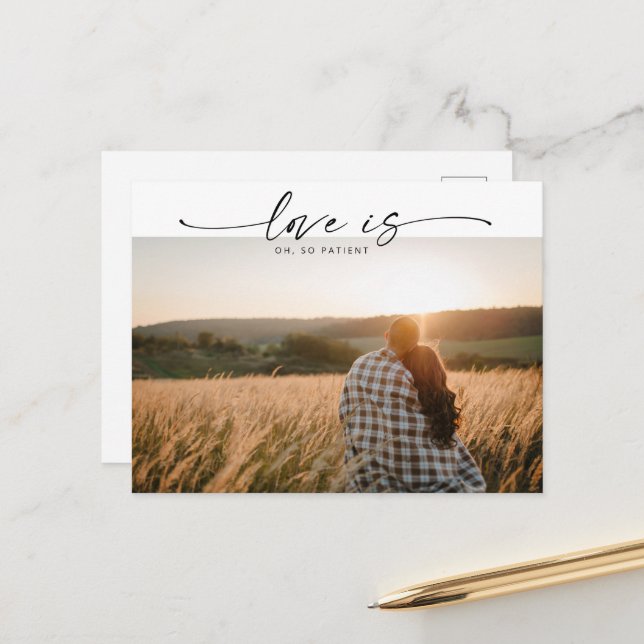 Moderne Liebe ist die Patientenkarte für Hochzeite Ankündigungspostkarte (Vorderseite/Rückseite Beispiel)