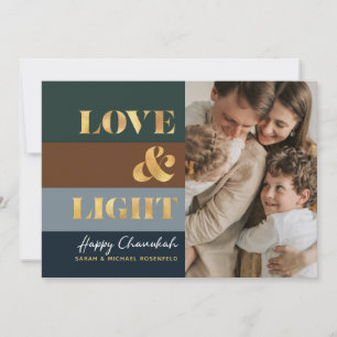 Moderne Liebe & Licht Gold-Typografie Chanukka-Fot