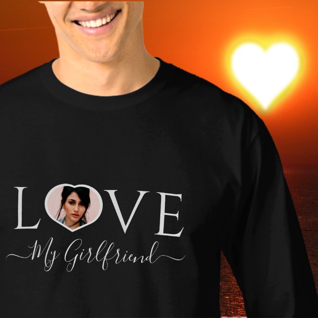 Moderne Liebe meine Freundin Herz Foto Schwarz-wei T-Shirt (Von Creator hochgeladen)