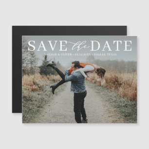 Moderne Liebe Mix Typografie Foto Save the Date II Magneteinladung