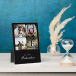 Moderne Liebe Newlyweds Hochzeitfoto Collage Black Fotoplatte<br><div class="desc">Spezielle personalisierte Hochzeitskollage-Plakette für Hochzeitsfeiern,  um Ihre eigenen Fotos und Erinnerungen zu zeigen. Unser Design verfügt über ein einfaches 4 Foto Collage Grid Design mit den Welten "Liebe" jeder Buchstabe aus dem Wort Liebe wird über das Foto angezeigt. Anpassen mit Ihren Vornamen</div>