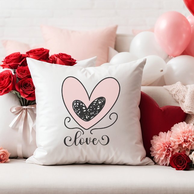 Moderne Liebe Niedlich Hearts Happy Valentines Tag Kissen (Von Creator hochgeladen)