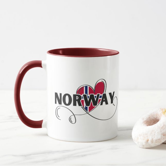 Moderne Liebe Norwegen Flaggenskandinavien Souveni Tasse (Mit Donut)